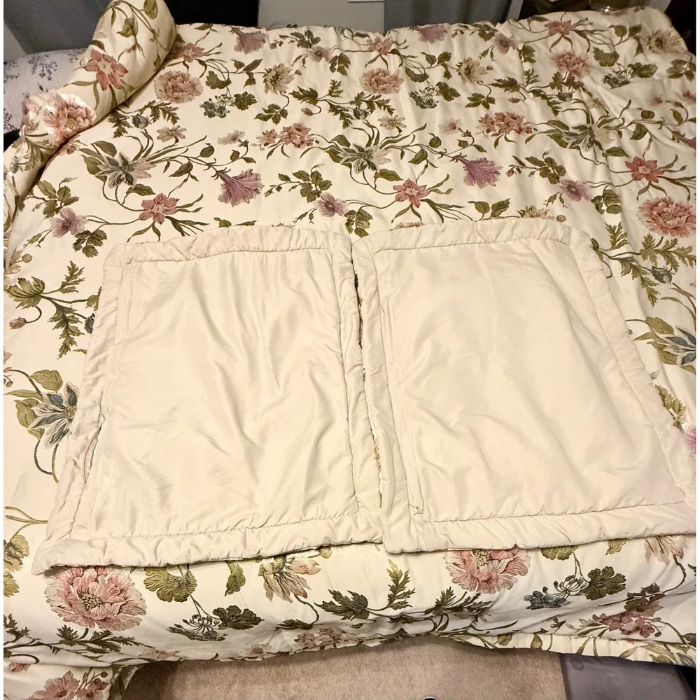 Croscill Queen Floral Daphne Comforter 2Shams Set Champagne Pink Green 3pc NWOT